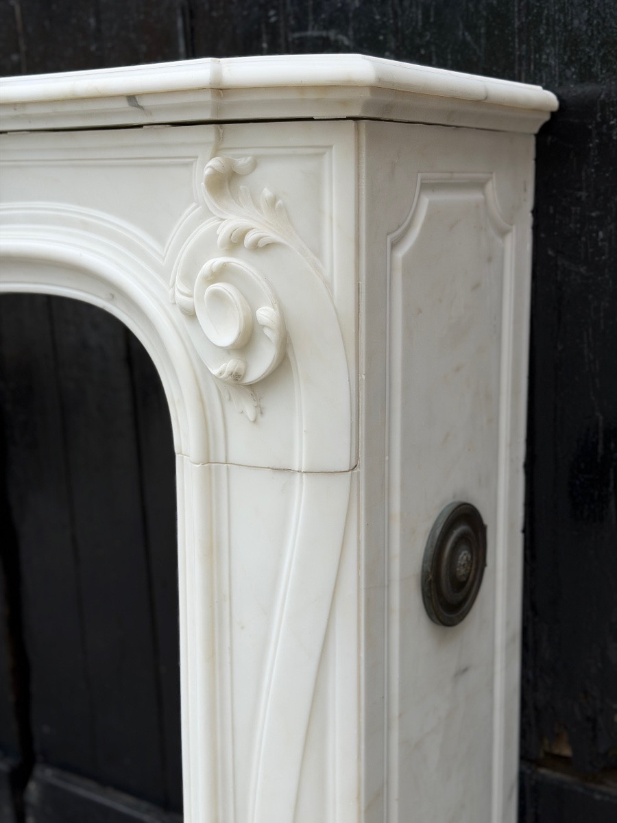Louis XV Style Mantel In White Thassos Marble Circa 1880-photo-2