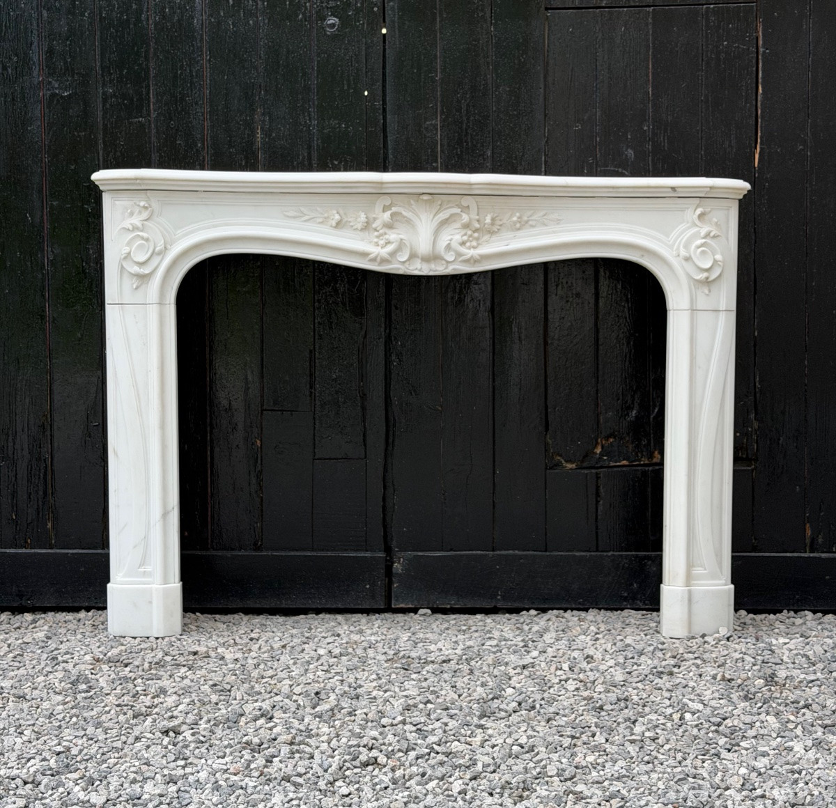 Louis XV Style Mantel In White Thassos Marble Circa 1880-photo-4