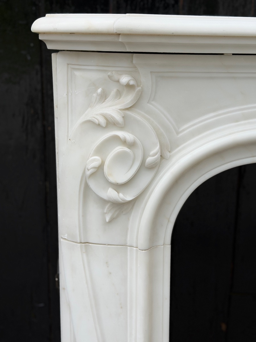 Louis XV Style Mantel In White Thassos Marble Circa 1880-photo-1
