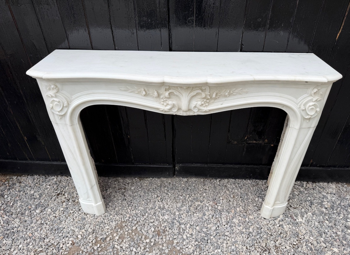 Louis XV Style Mantel In White Thassos Marble Circa 1880-photo-2