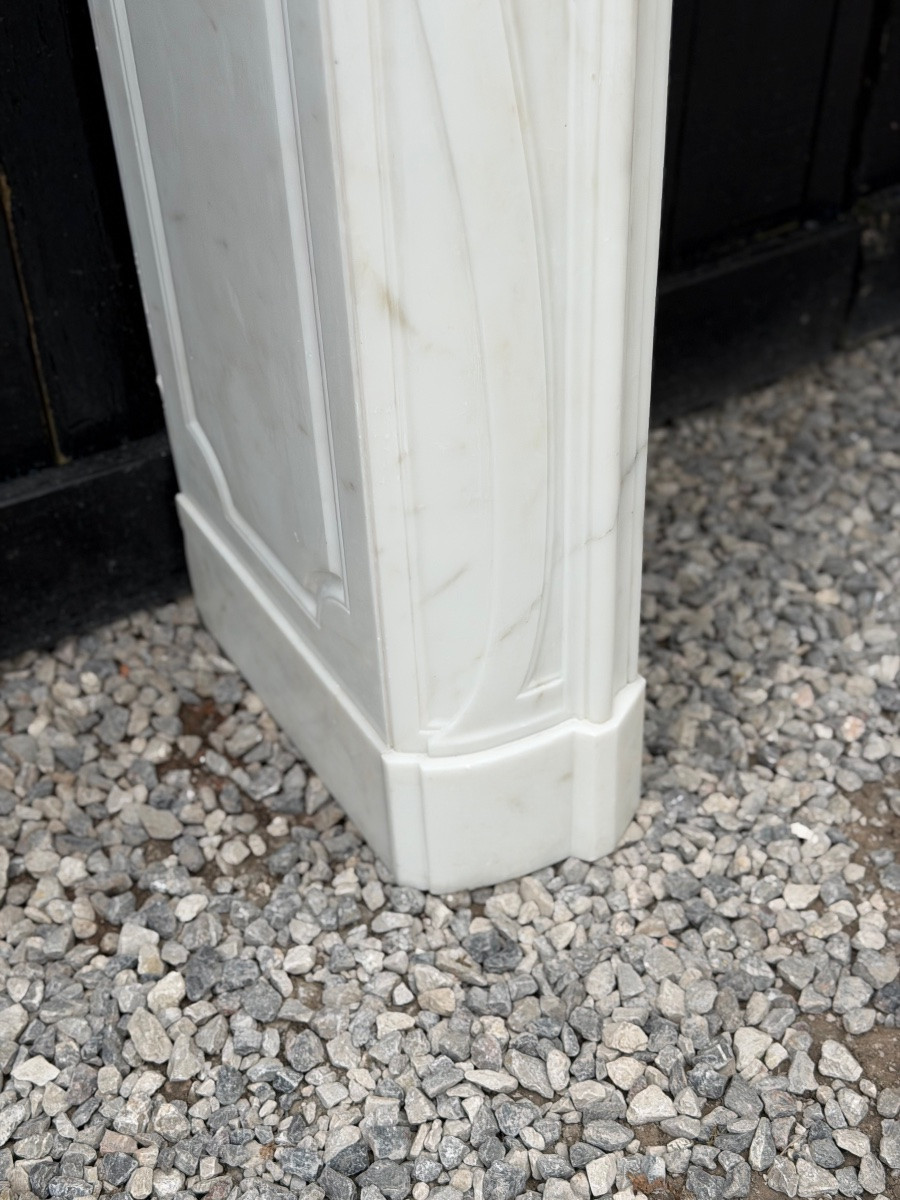 Louis XV Style Mantel In White Thassos Marble Circa 1880-photo-3