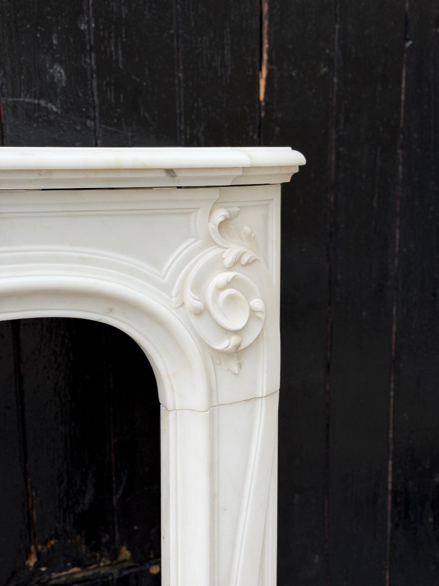 Louis XV Style Mantel In White Thassos Marble Circa 1880-photo-4