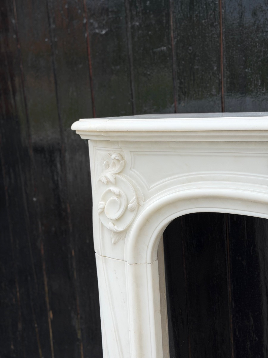Louis XV Style Mantel In White Thassos Marble Circa 1880-photo-6