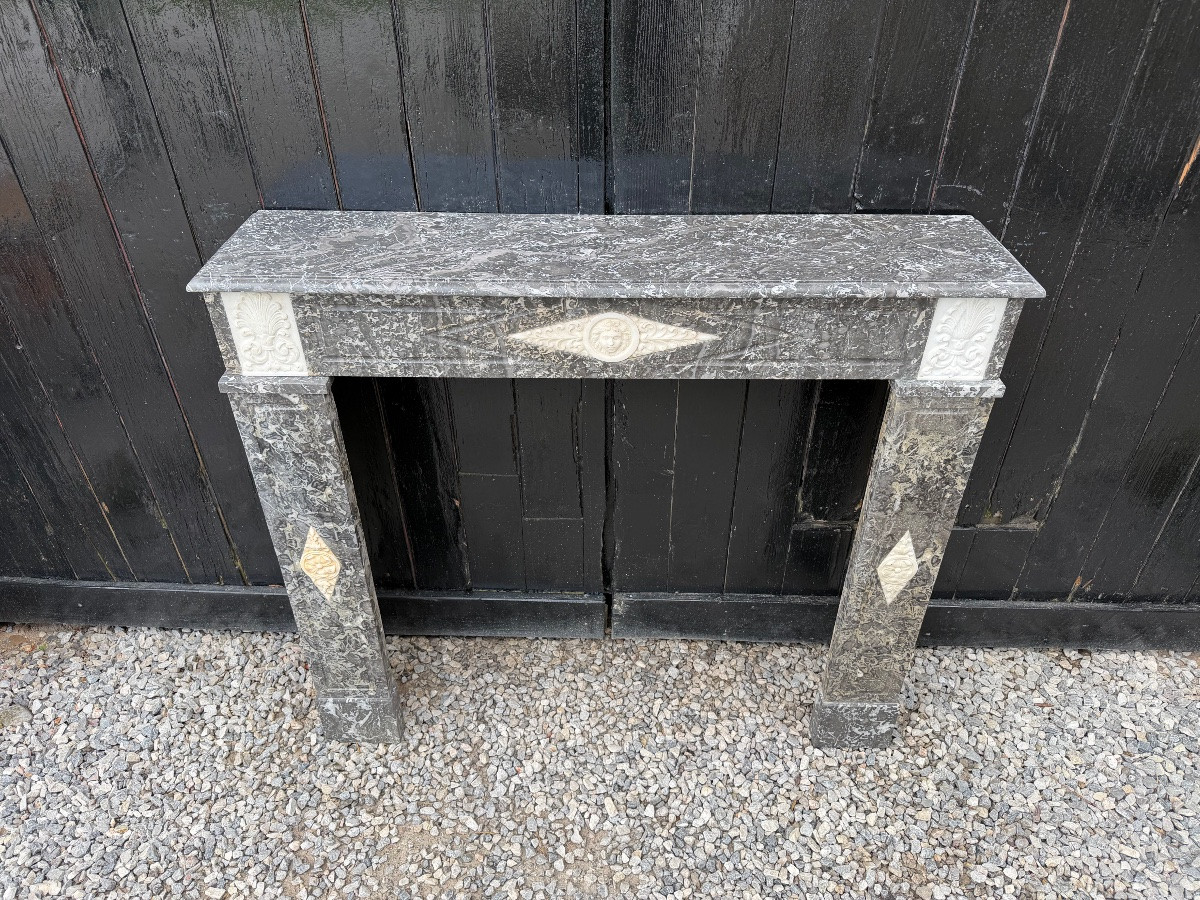 Directoire Mantel In Grey Sainte-anne Marble, Early 19th Century-photo-2