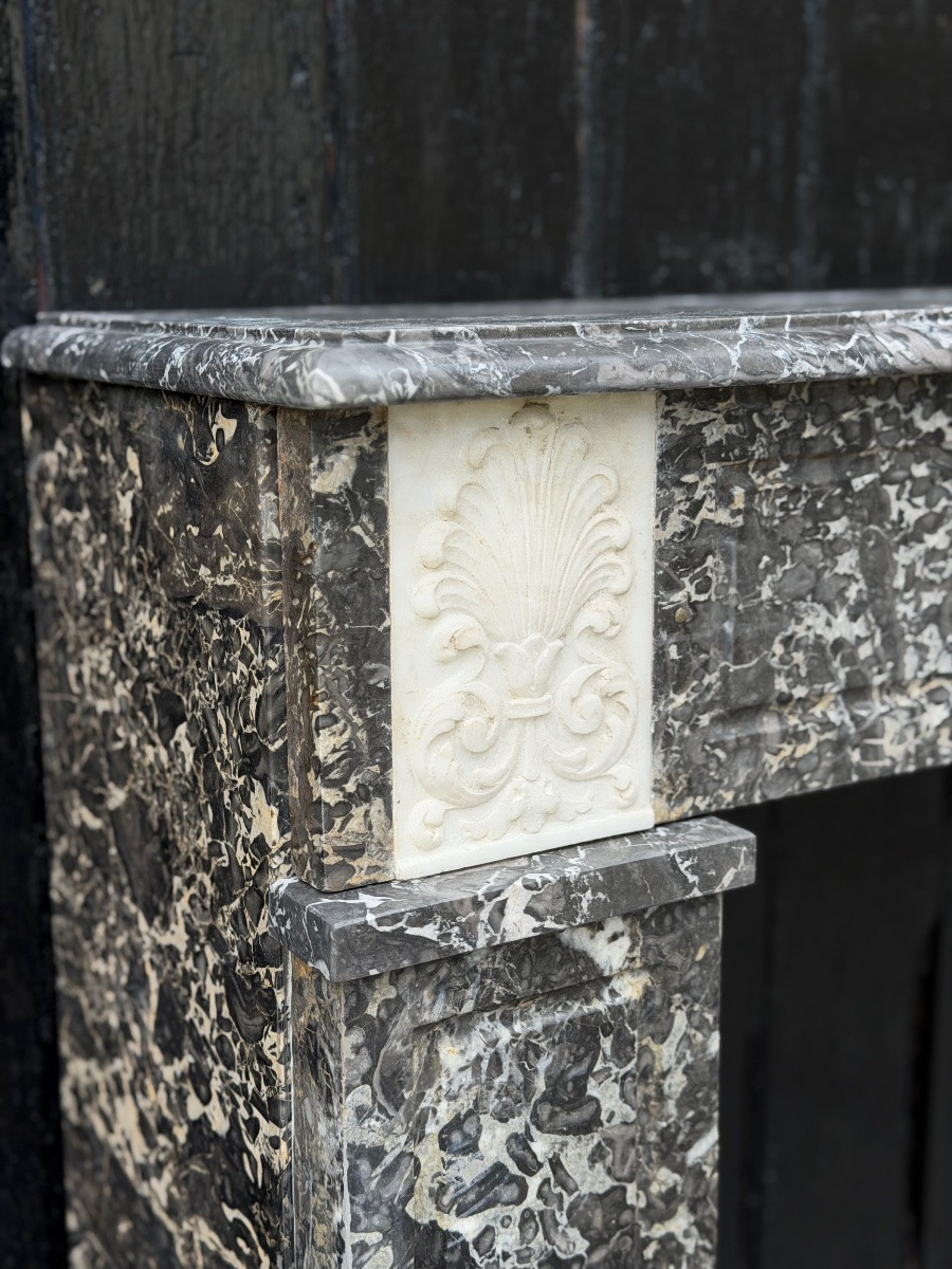 Directoire Mantel In Grey Sainte-anne Marble, Early 19th Century-photo-1