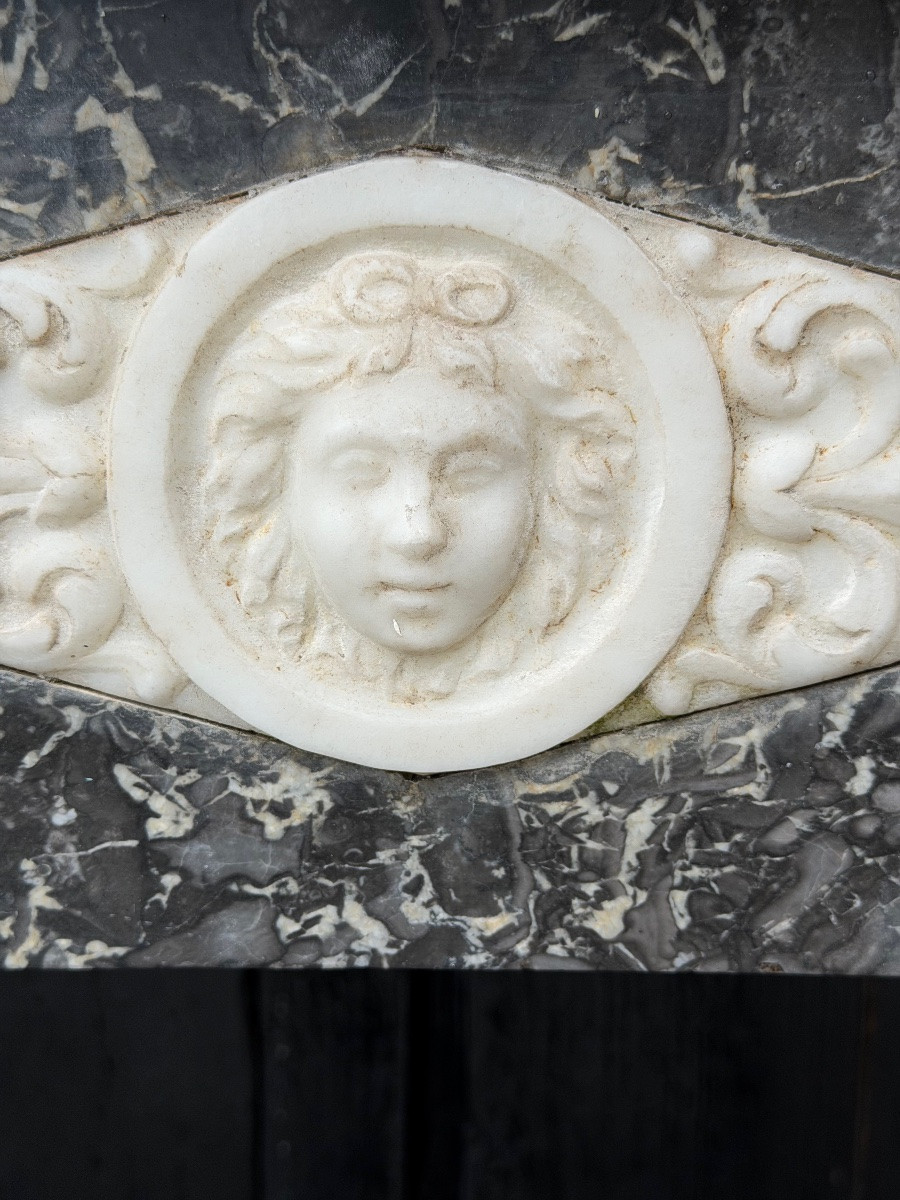 Directoire Mantel In Grey Sainte-anne Marble, Early 19th Century-photo-2