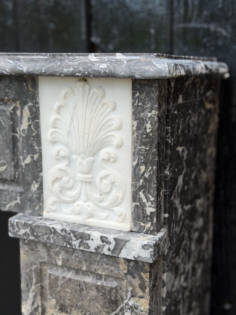 Directoire Mantel In Grey Sainte-anne Marble, Early 19th Century-photo-4