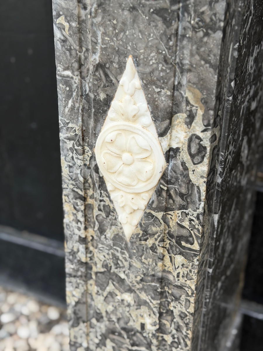 Directoire Mantel In Grey Sainte-anne Marble, Early 19th Century-photo-5