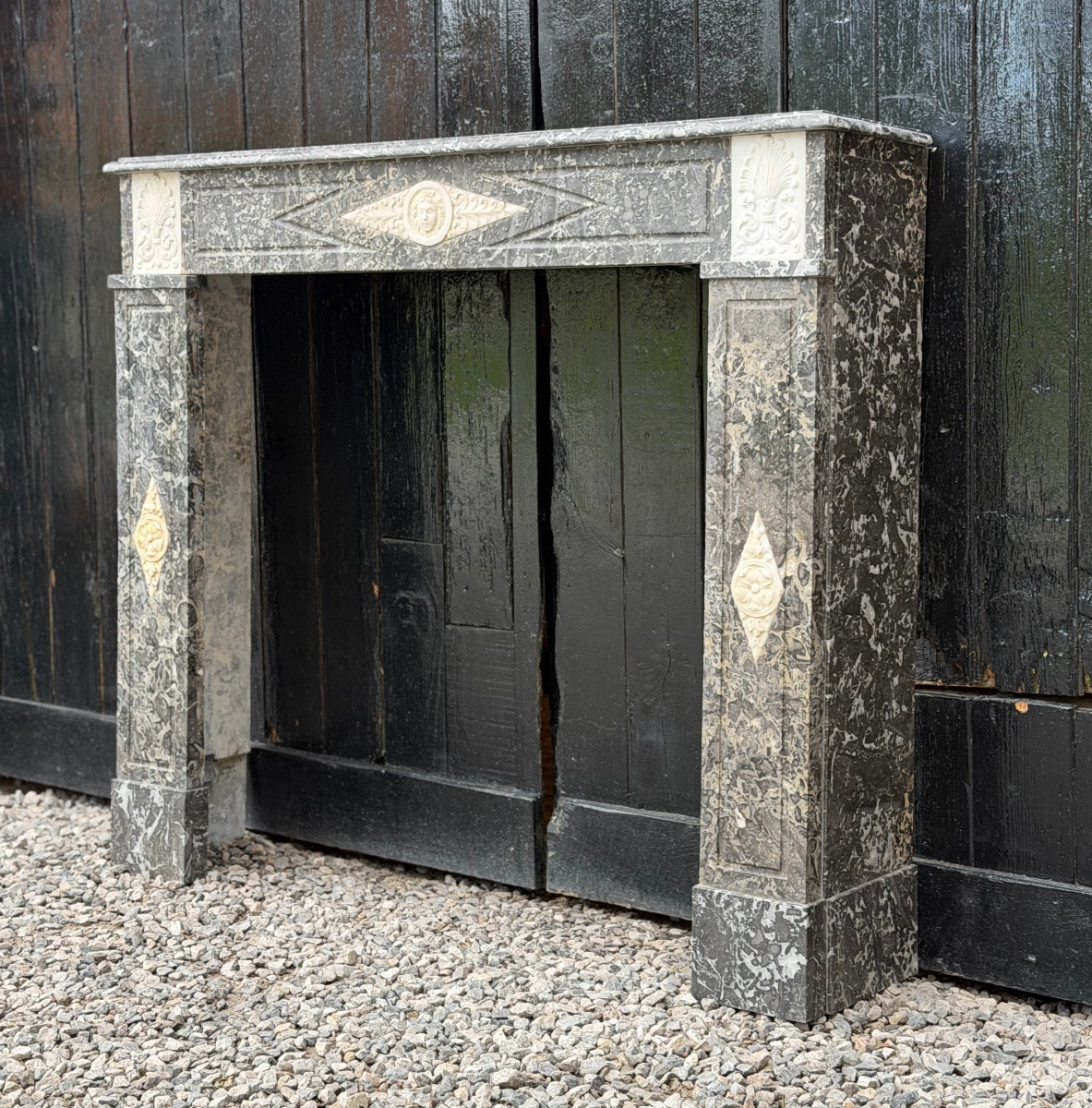 Directoire Mantel In Grey Sainte-anne Marble, Early 19th Century-photo-7