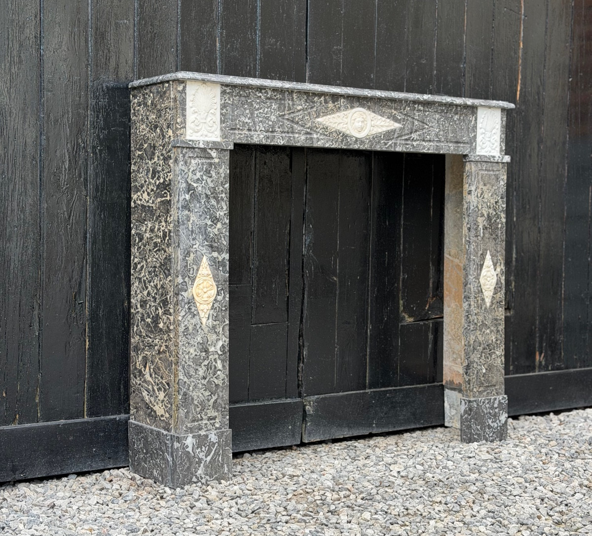 Directoire Mantel In Grey Sainte-anne Marble, Early 19th Century