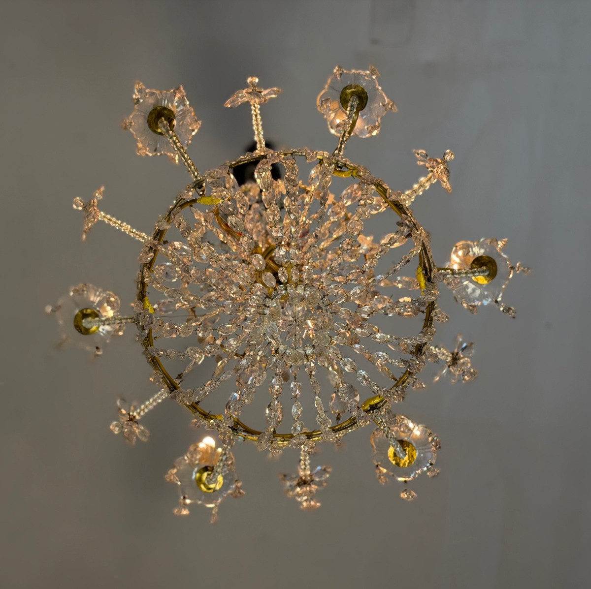 Lustre sac de perles en cristal,  XIXème siècle-photo-3