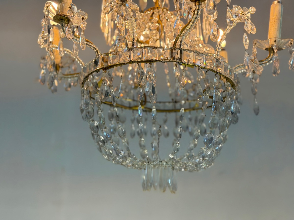 Lustre sac de perles en cristal,  XIXème siècle-photo-1