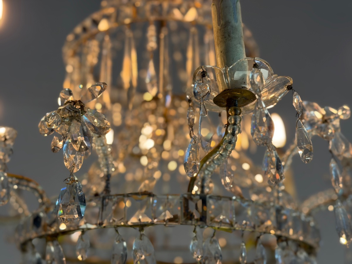 Lustre sac de perles en cristal,  XIXème siècle-photo-5