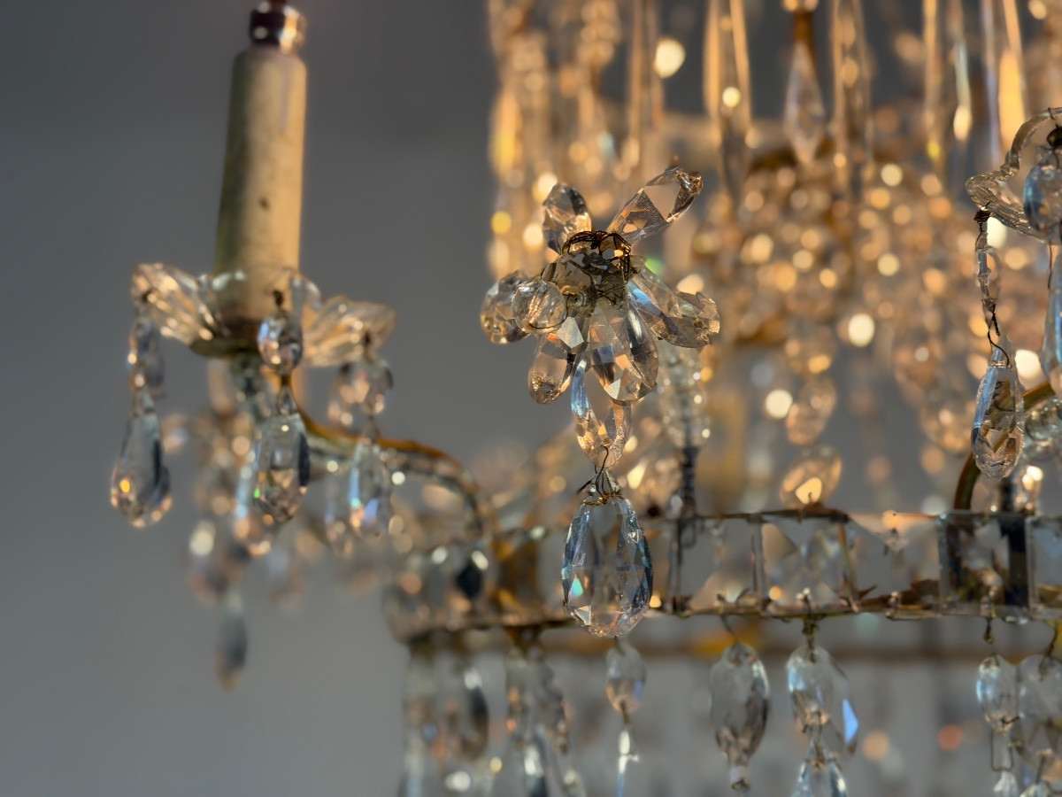 Lustre sac de perles en cristal,  XIXème siècle-photo-6