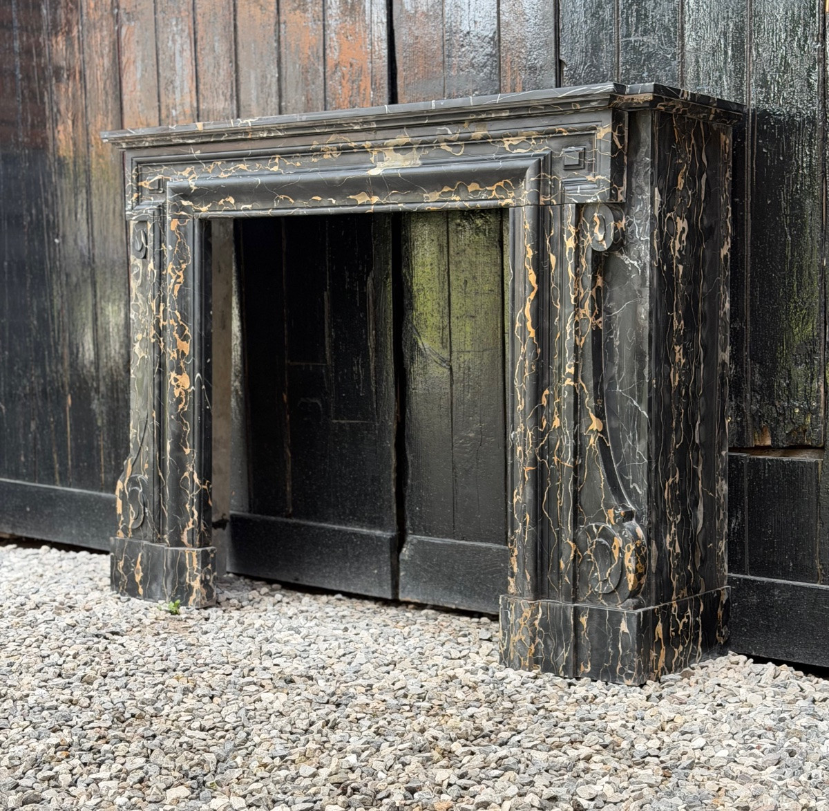 Louis XIV Style Mantel In Portor Marble, Circa 1880-photo-3