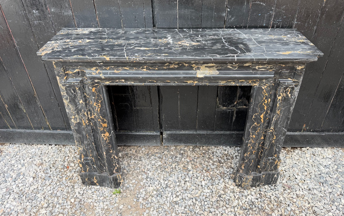 Louis XIV Style Mantel In Portor Marble, Circa 1880-photo-4