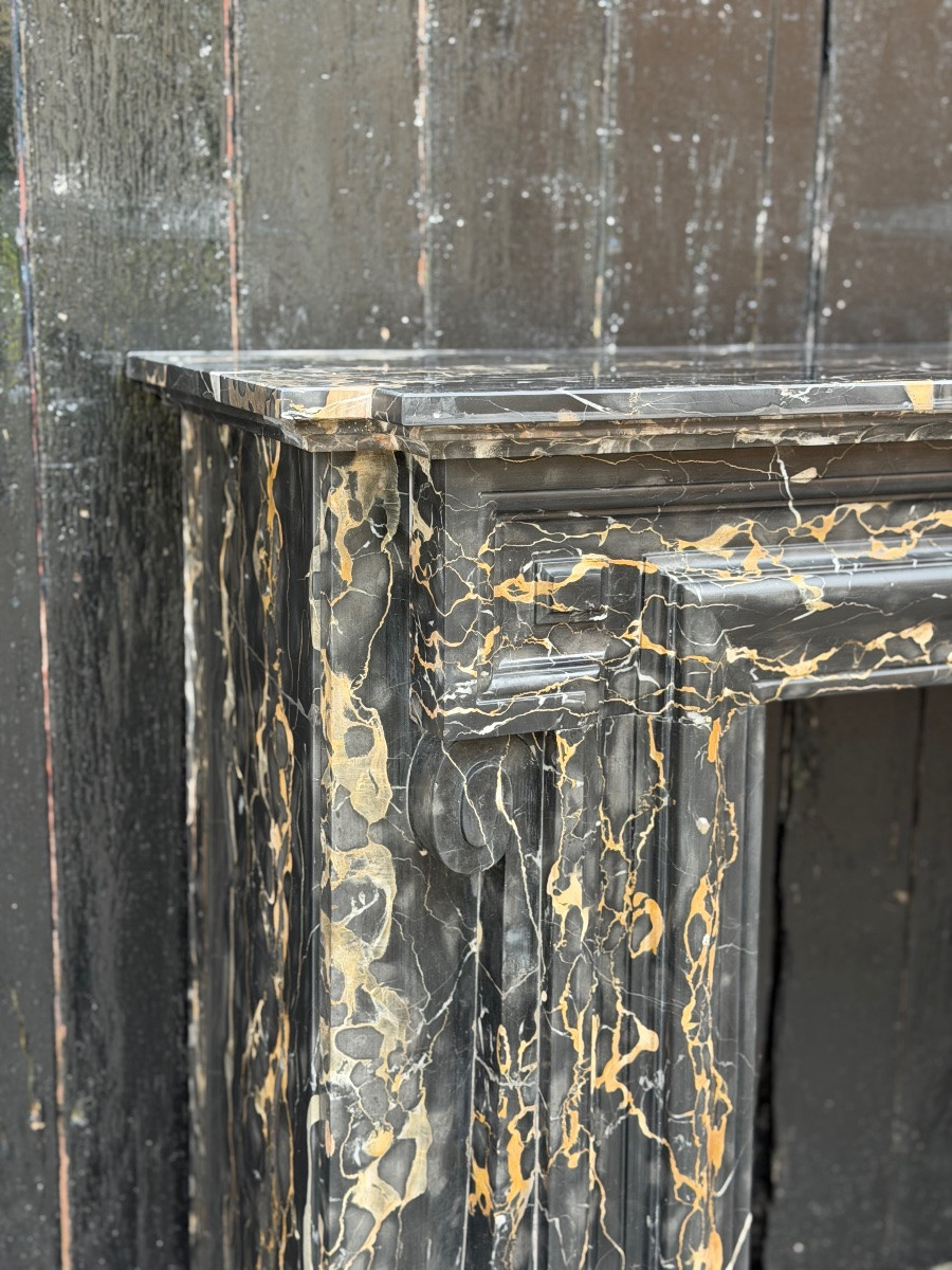 Louis XIV Style Mantel In Portor Marble, Circa 1880-photo-1
