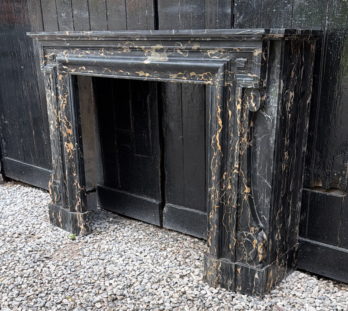 Louis XIV Style Mantel In Portor Marble, Circa 1880-photo-5
