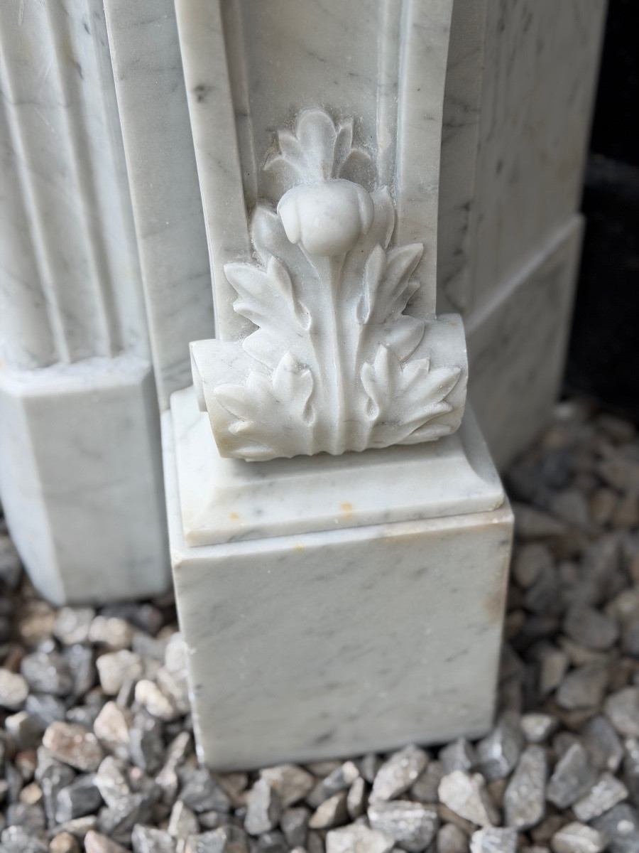 Napoleon III Mantel In Carrara Marble Circa 1880-photo-2