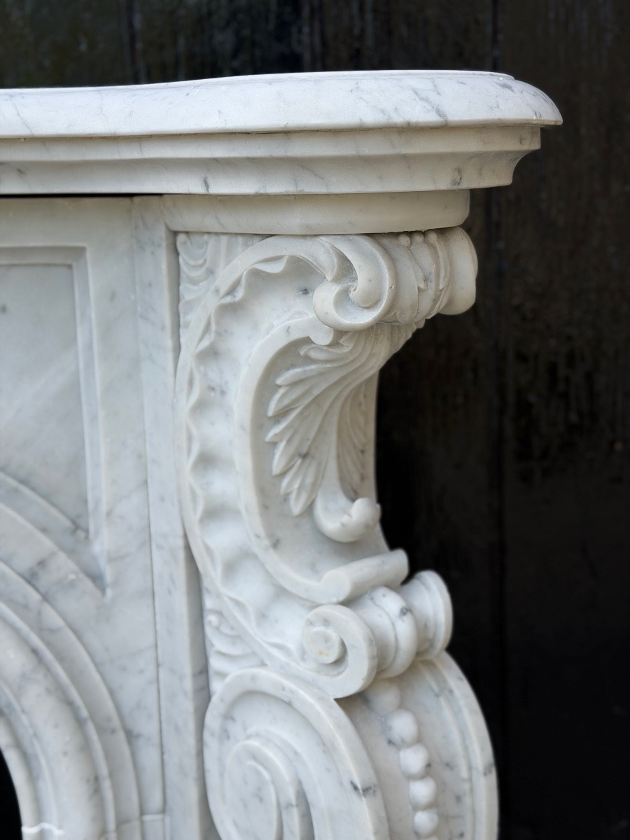 Napoleon III Mantel In Carrara Marble Circa 1880-photo-3