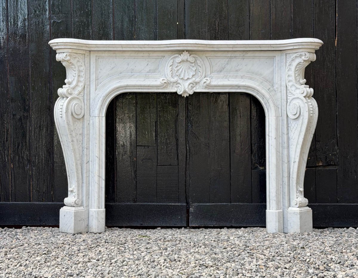 Napoleon III Mantel In Carrara Marble Circa 1880-photo-2
