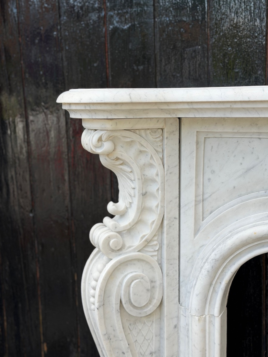 Napoleon III Mantel In Carrara Marble Circa 1880-photo-4