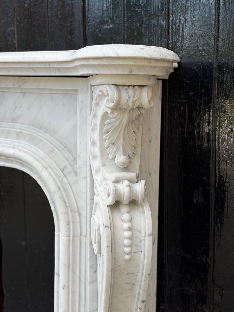 Napoleon III Mantel In Carrara Marble Circa 1880-photo-5
