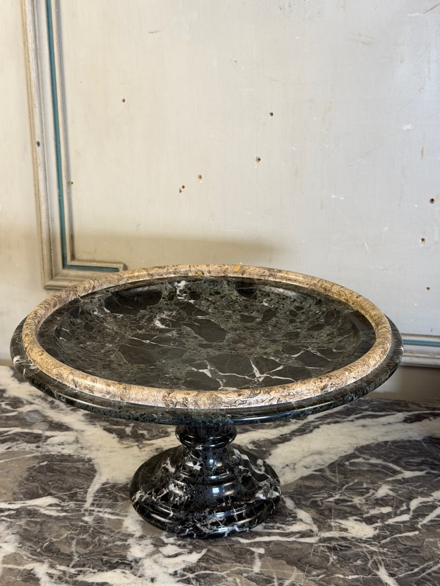 Antique Green Marble And Lumachelle Cup Or Tazza, Circa 1900-photo-3