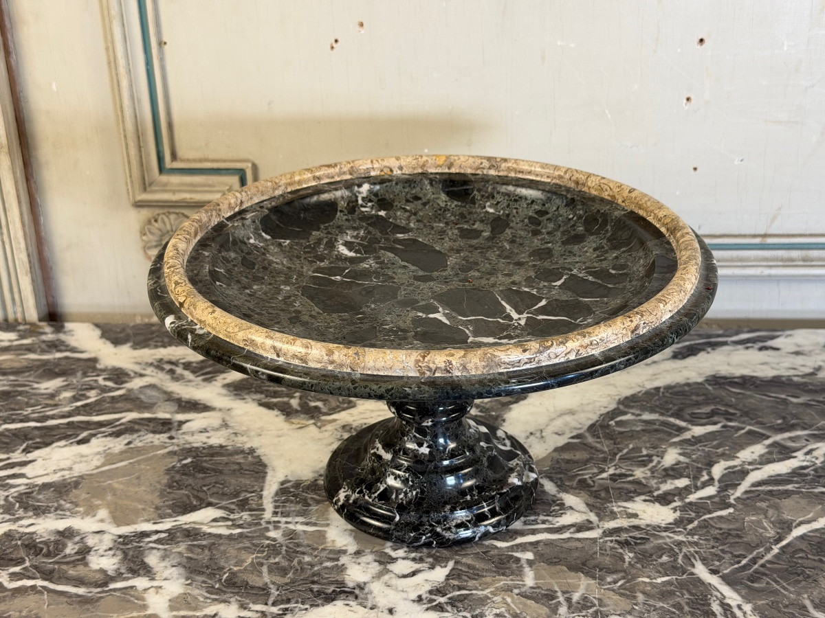 Antique Green Marble And Lumachelle Cup Or Tazza, Circa 1900-photo-5