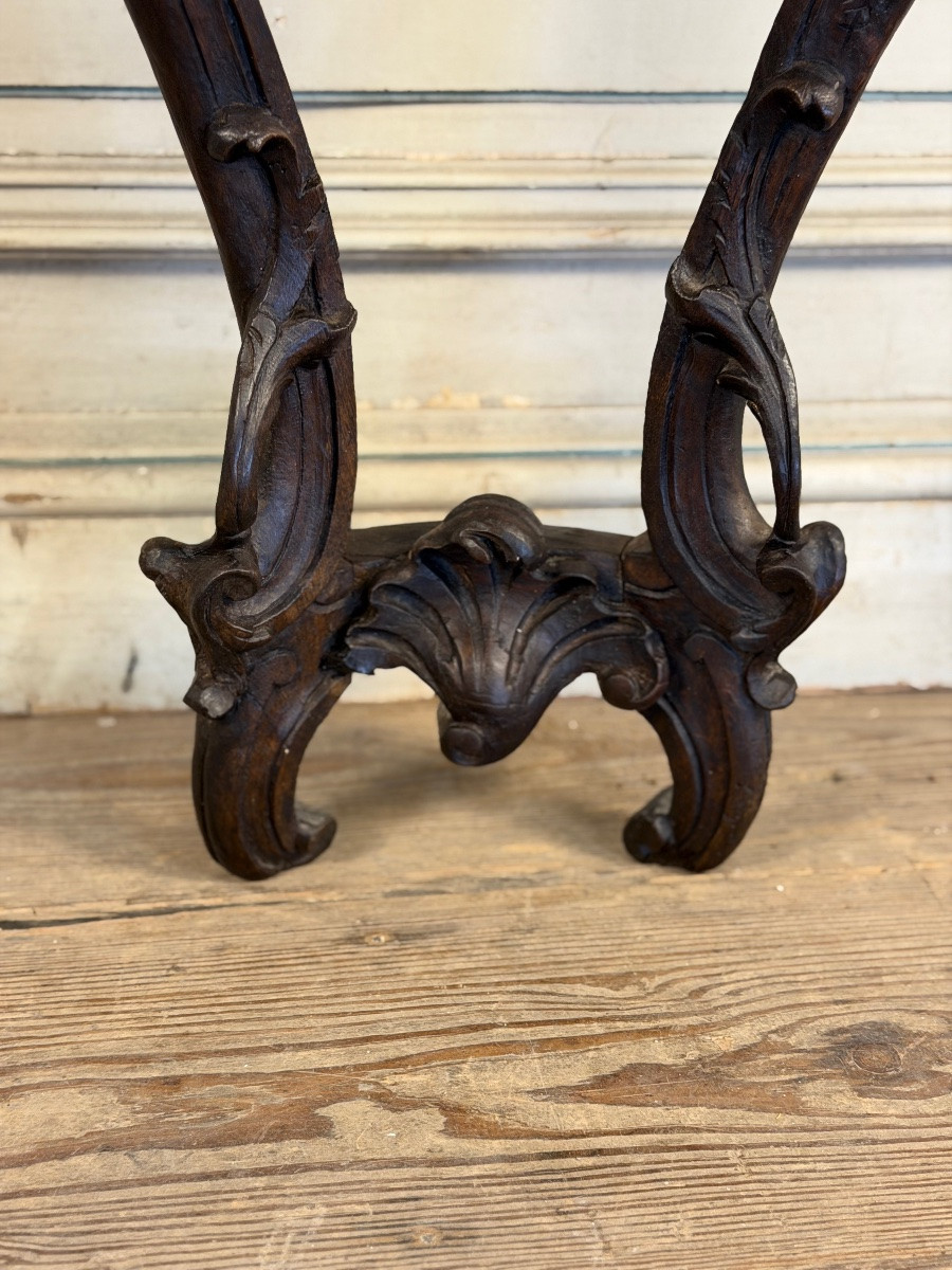 Console Louis XV en chêne sculpté, patine noire, XVIIIeme siècle-photo-1