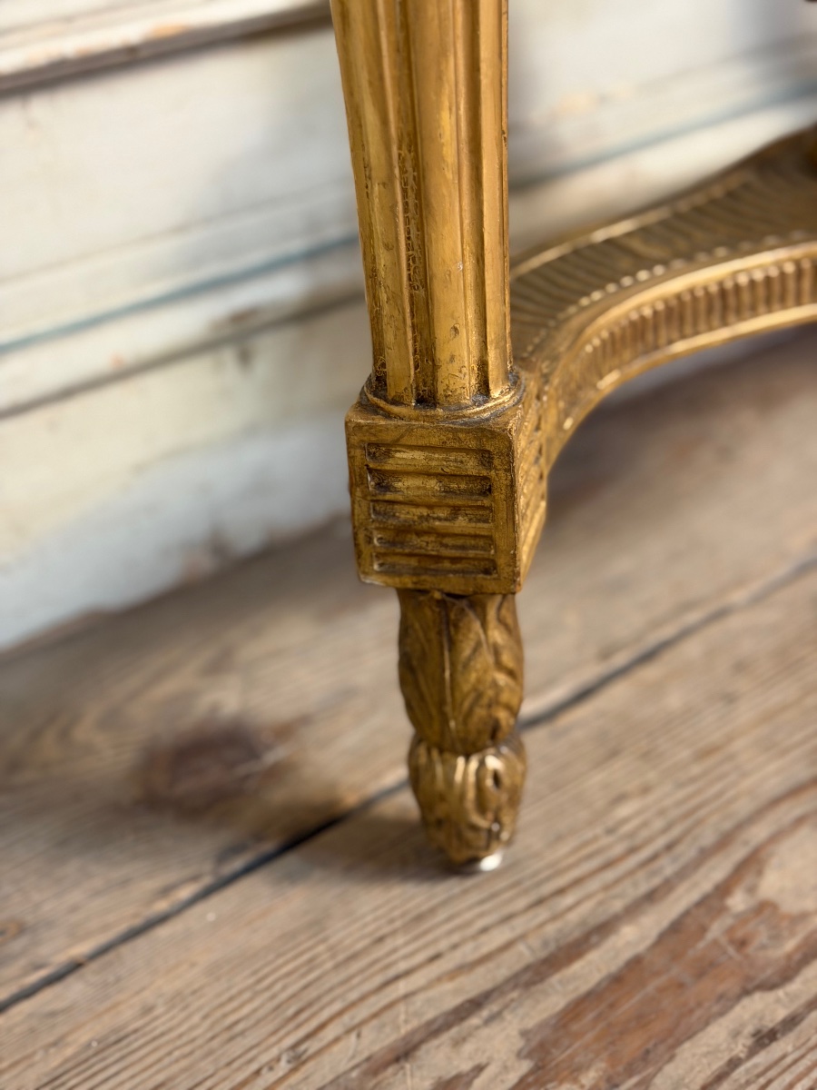 Console Louis XVI en bois doré, marbre de Rance, XVIIIème siècle-photo-4