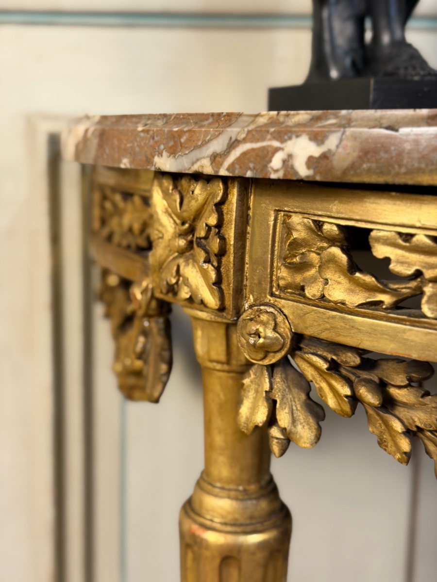 Console Louis XVI en bois doré, marbre de Rance, XVIIIème siècle-photo-3