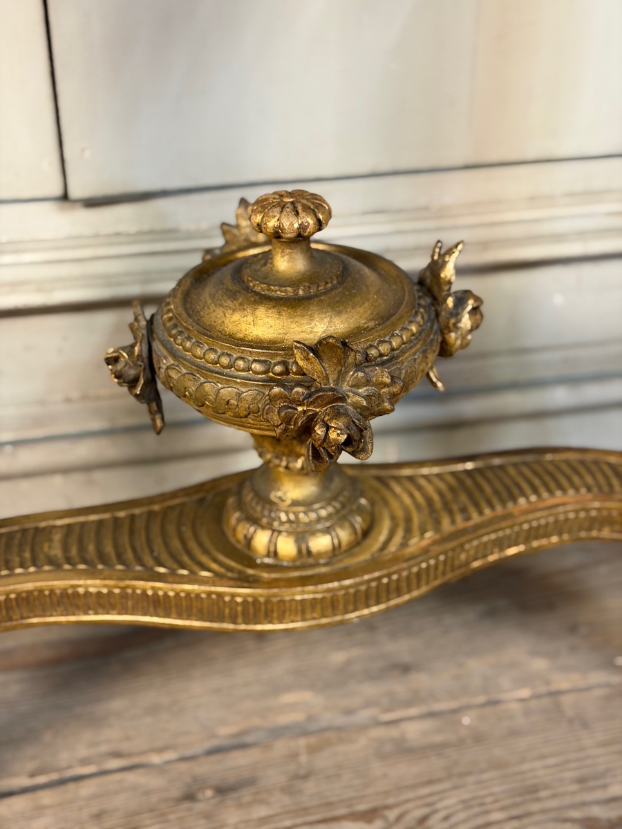Console Louis XVI en bois doré, marbre de Rance, XVIIIème siècle-photo-4
