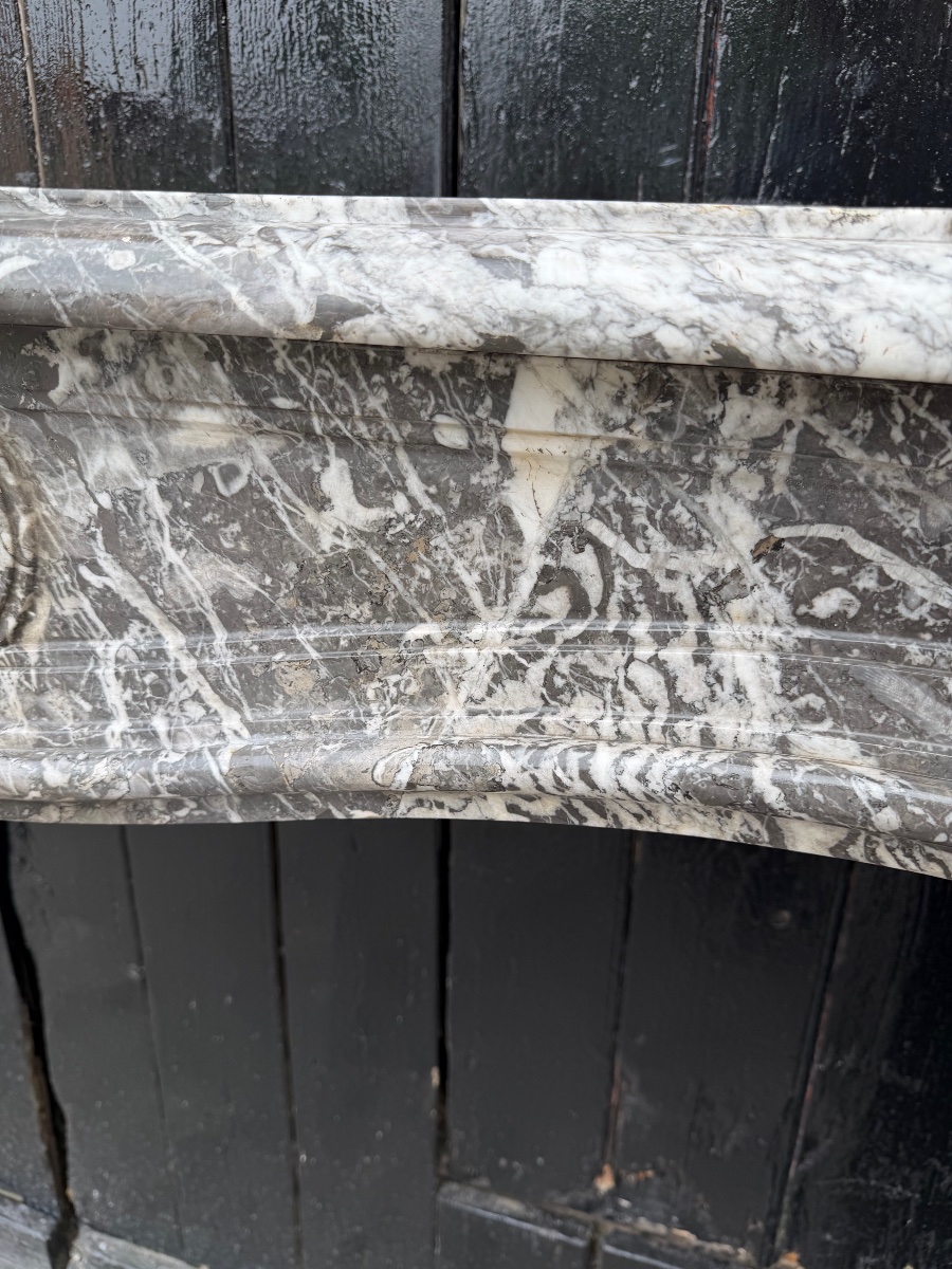 Louis XV Mantel In Grey Saint Anne Marble, 18th Century-photo-5