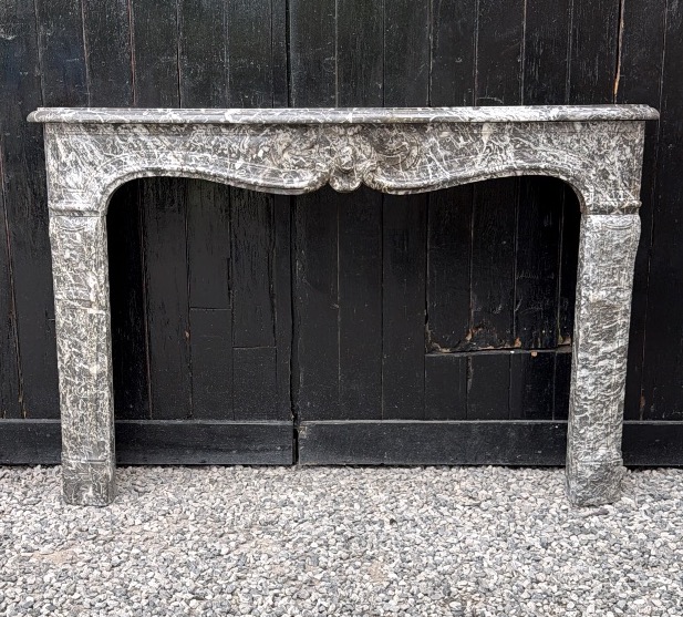 Louis XV Mantel In Grey Saint Anne Marble, 18th Century-photo-6
