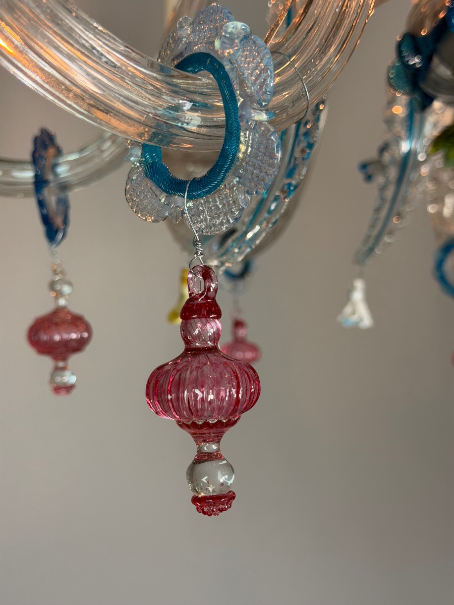 Lustre vénitien en verre de Murano multicolore, vers 1880-photo-4