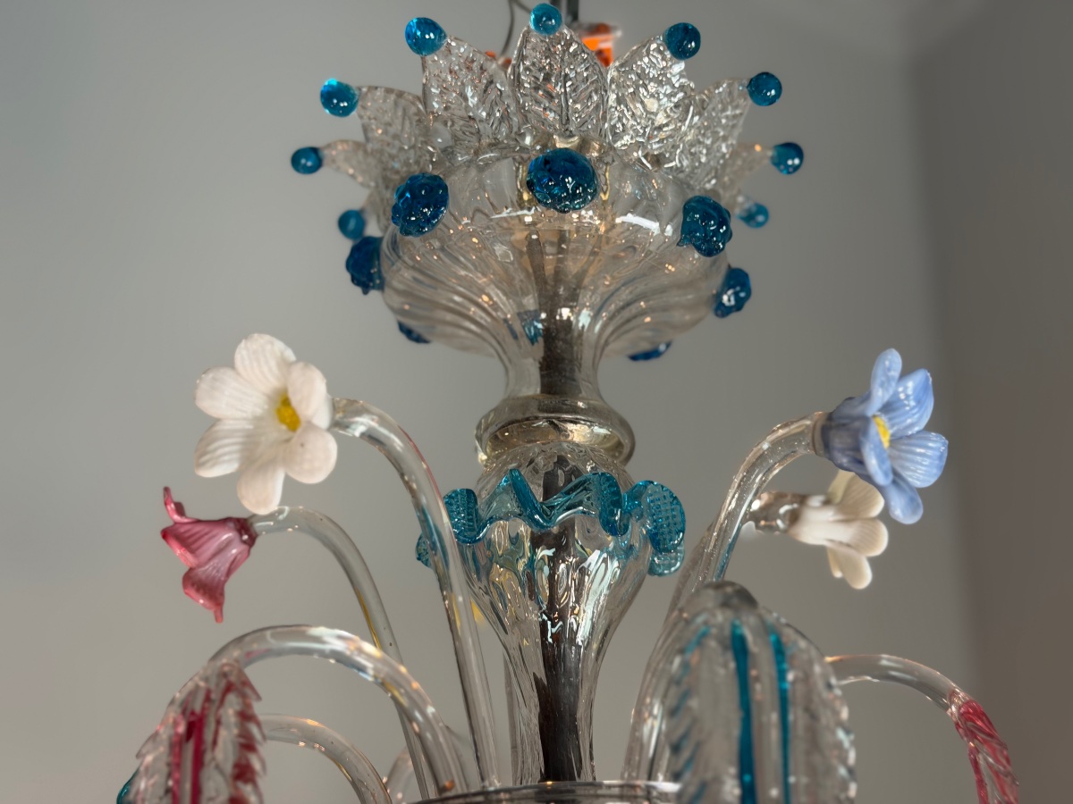 Lustre vénitien en verre de Murano multicolore, vers 1880-photo-4