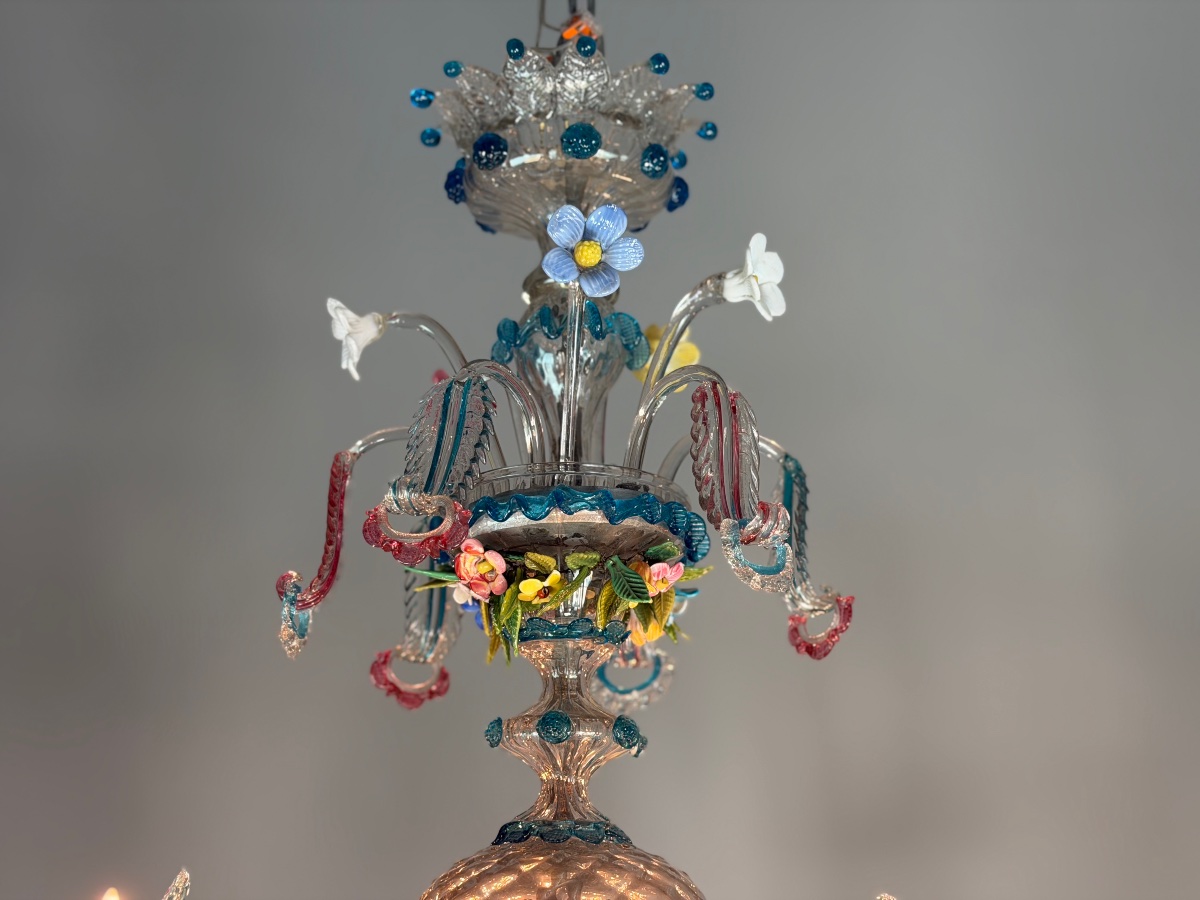 Lustre vénitien en verre de Murano multicolore, vers 1880-photo-5