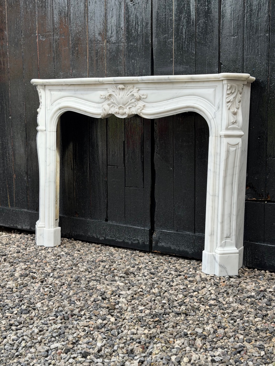 Louis XV Style Mantel In Carrara Marble Circa 1950-photo-4