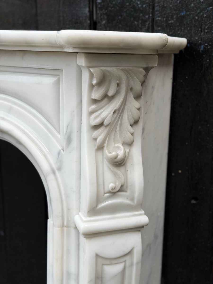 Louis XV Style Mantel In Carrara Marble Circa 1950-photo-1