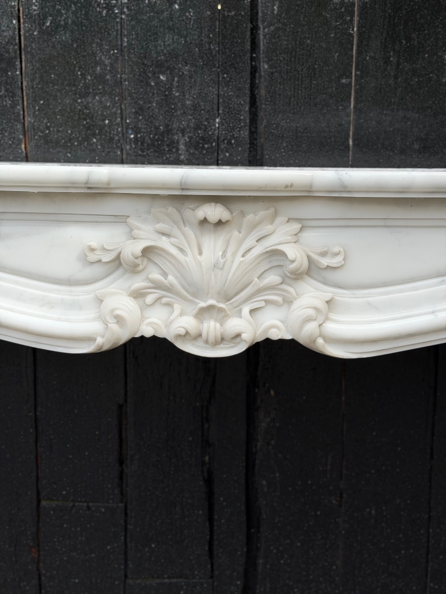 Louis XV Style Mantel In Carrara Marble Circa 1950-photo-3