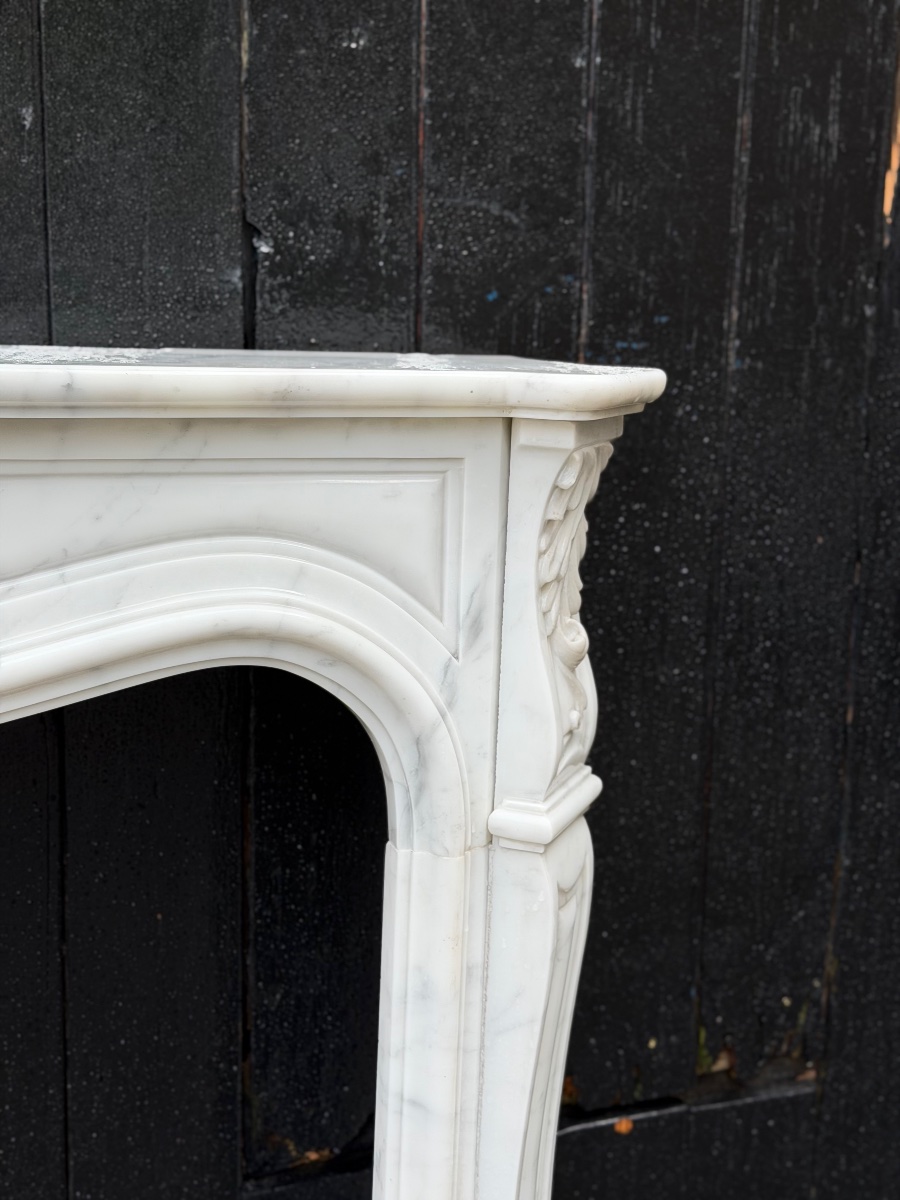 Louis XV Style Mantel In Carrara Marble Circa 1950-photo-4