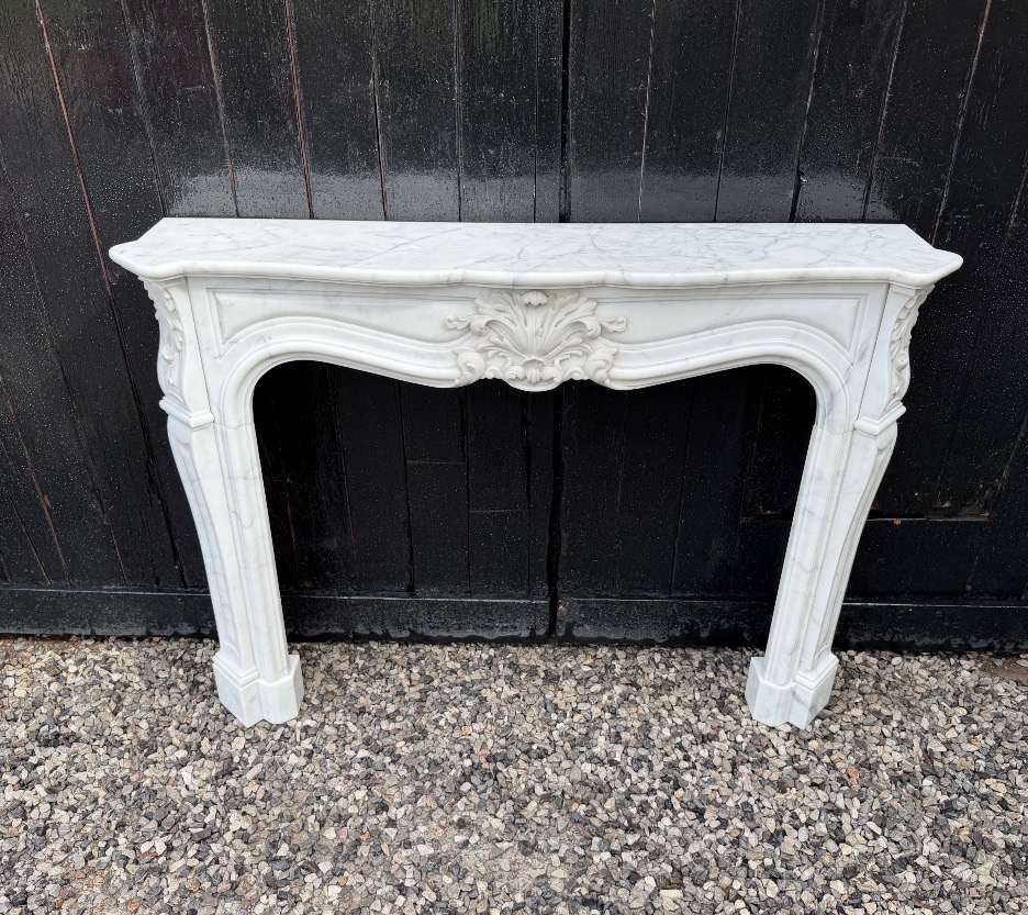 Louis XV Style Mantel In Carrara Marble Circa 1950-photo-5