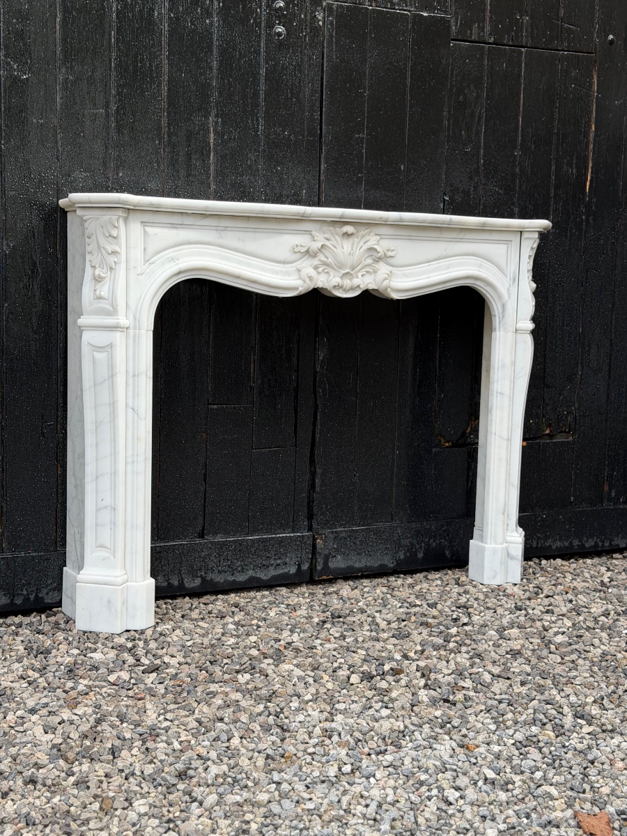 Louis XV Style Mantel In Carrara Marble Circa 1950-photo-6