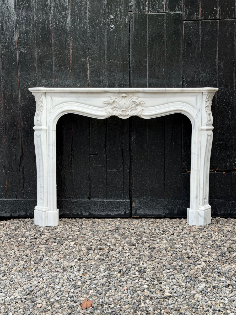 Louis XV Style Mantel In Carrara Marble Circa 1950-photo-7