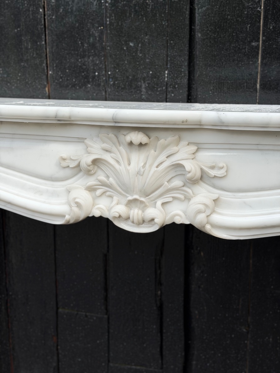 Louis XV Style Mantel In Carrara Marble Circa 1950-photo-8