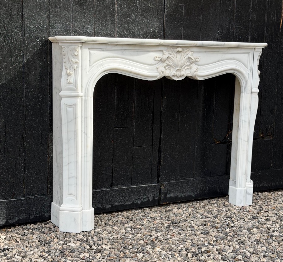 Louis XV Style Mantel In Carrara Marble Circa 1950
