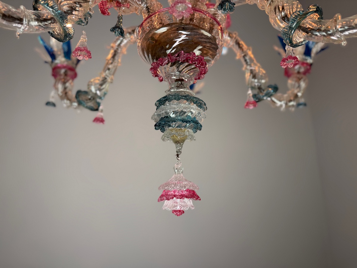 Lustre vénitien rezzonico en verre de Murano vers 1900-photo-3