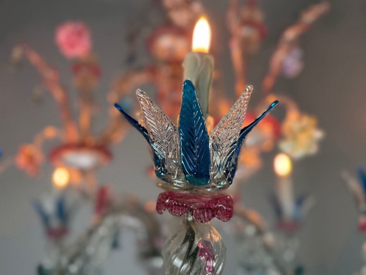 Lustre vénitien rezzonico en verre de Murano vers 1900-photo-5