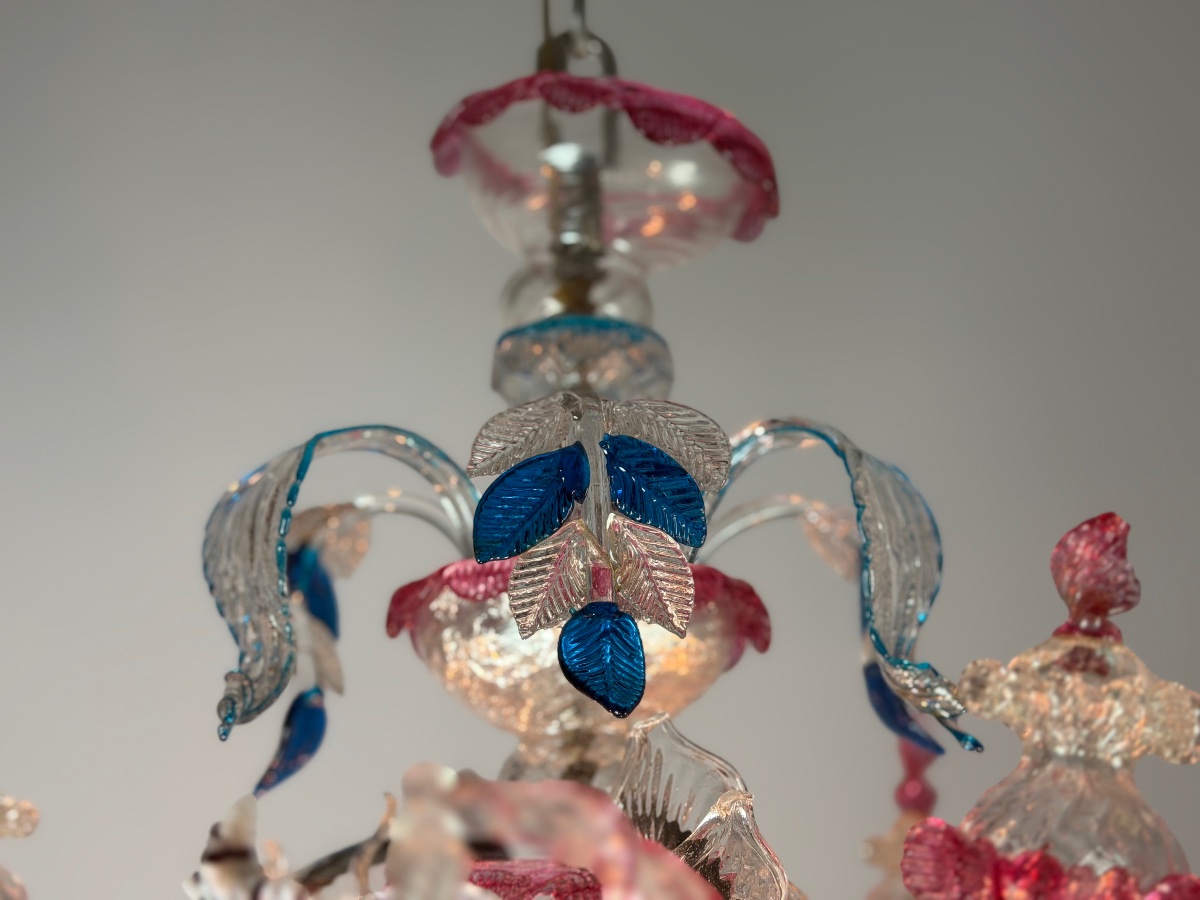 Lustre vénitien rezzonico en verre de Murano vers 1900-photo-7